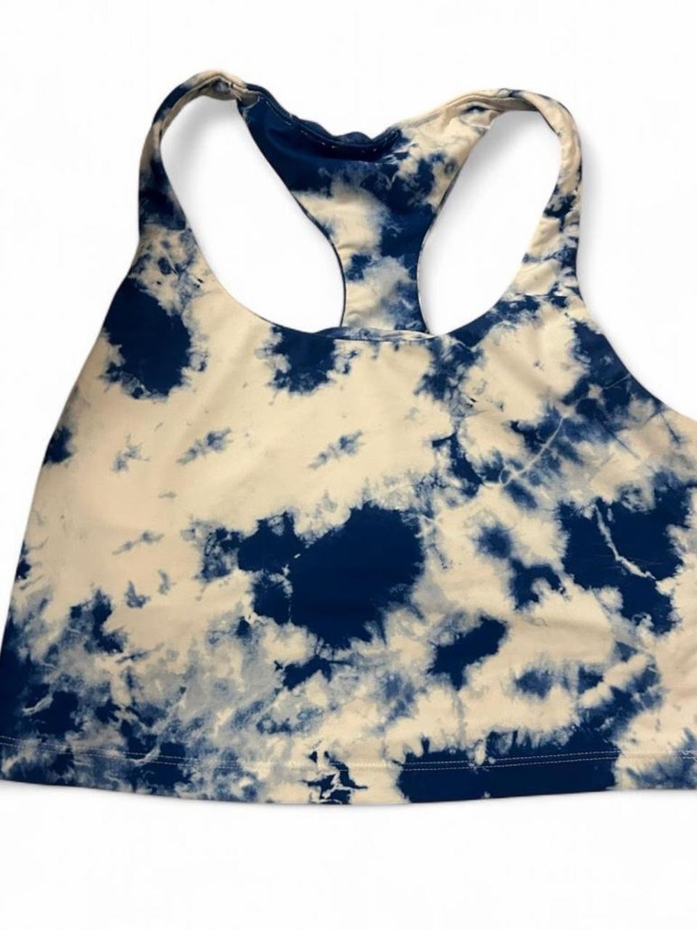 Aqua Tie-Dye Racerback Crop Top - Blue & Cream